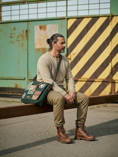 Image of The House of tara Cotton Canvas Messenger Bag for Men and Women | Printed Crossbody Sling Bag With Laptop Compartment (Upto 15.6 Inch), Broad Adjustable Straps & Waterproof Inner Lining (Blue)