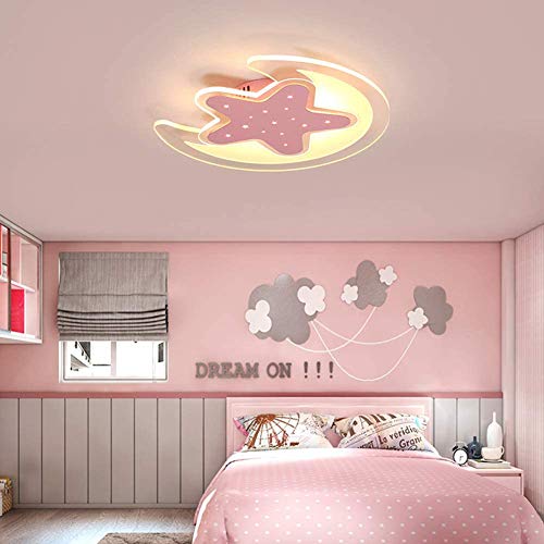 WANG-LIGHT Habitación De Niños Luz De Techo Luna Y Estrella Lámpara De Techo Regulable Cover
