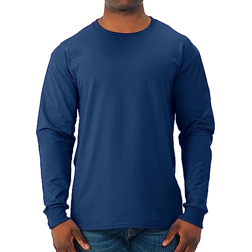 Image of Jerzees Mens Dri-Power Cotton Blend Long Sleeve Tees, Moisture Wicking, Odor Protection, UPF 30+, Sizes S-3x
