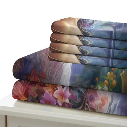 Housse de couette papillon 3D 135x200 parure de lit microfibre avec taie d'oreiller