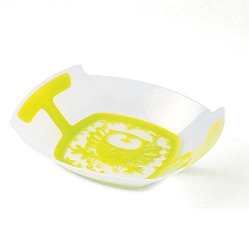 plastorex Assiette Micro-Ondable en Polypropylène Transparent Décor Chouette/Bordure Jaune Tilleul Opaque