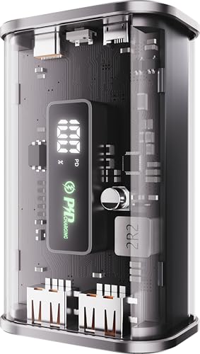 Image of itel Star 110F 10,000mAh Powerbank | Transparent Design | 22.5W Fast Charging | AIOT Device Compatible | LED Display | Multiport Output & Input | Type-C & Micro USB | for Android, iPhone | Black