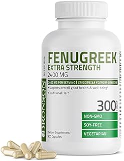 Bronson Fenugreek Seed Powder Capsules Extra Strength 2400mg per Serving, Trigonella Foenum-Graecum, Non-GMO, Soy-Free, Vegetarian, 300 Capsules
