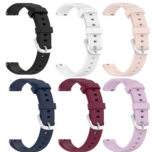 6-Pack Compatible with Timex 12mm Womens Watch Band Strap Breathable Lightweight Soft Silicone Sweat Resistant Sport Wristbands Band intended for Timex Women's Easy Reader