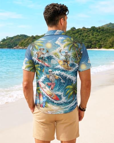 Image of 99TIMORO Fathers Funny Mens Hawaiian Shirt, Movie Button Down Short Sleeve Top, Father Day Summer Gifts