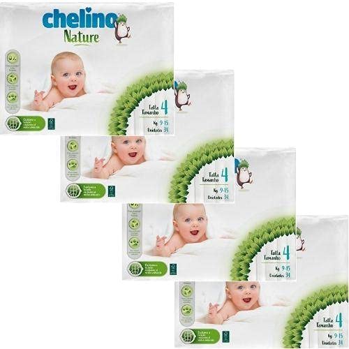 Pack ahorro Pañales T4 9-15 kg Chelino Nature 136 unidades
