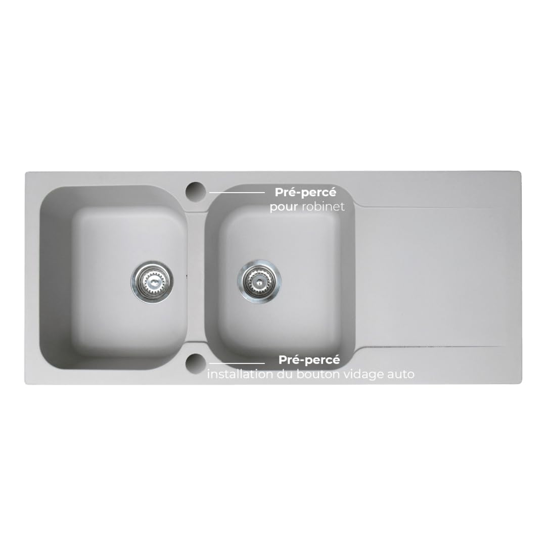 Essebagno 9014410 Gładki zlewozmywak dwustronny 2 zbiorniki 1 ociekacz z żywicy szarej