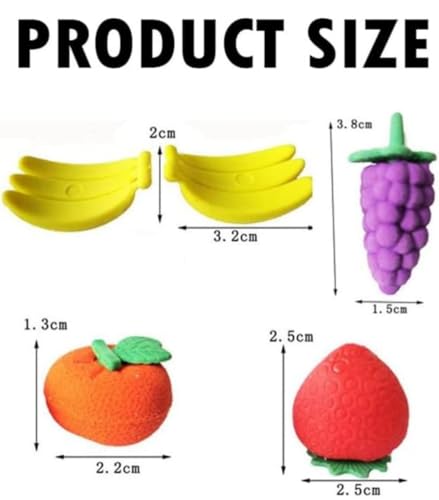 Image of 12 Pcs Fruit Shaped Rubber Eraser Set Box - School & Artist Eraser - Multi-Colored Designer Gift Set (QW1)