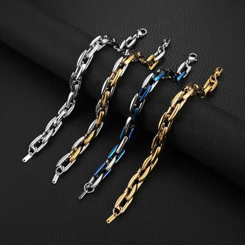 Pulsera para hombre cadena Paperclip 11mm Acero inox miniatura 5