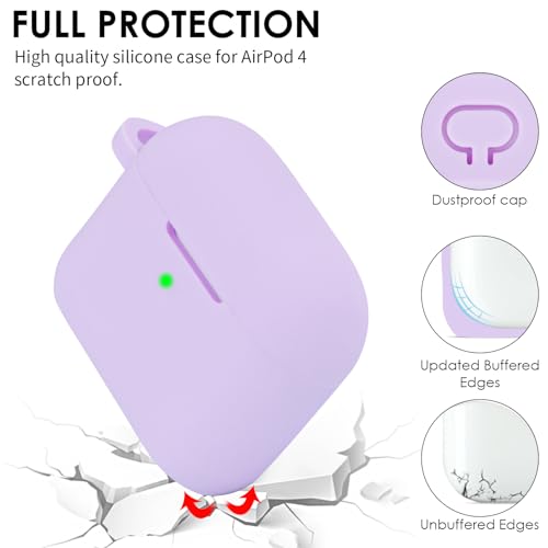 Image of Filoto Compatible with AirPods 4 Case - Soft Silicone Cover with Bracelet Lanyard and Keychain, Shockproof and Scratch-Resistant, Cute Design for AirPods 4th Generation(Lavender Purpl)