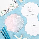 Cheerland 8 pcs Mermaid Seashell Invitation with Envelopes Set Iridescent Ocean Themed Party Under the Sea Mermaid Birthday Invites Beach Themed Bachelorette Kids Boys or Girls Birthday Shell