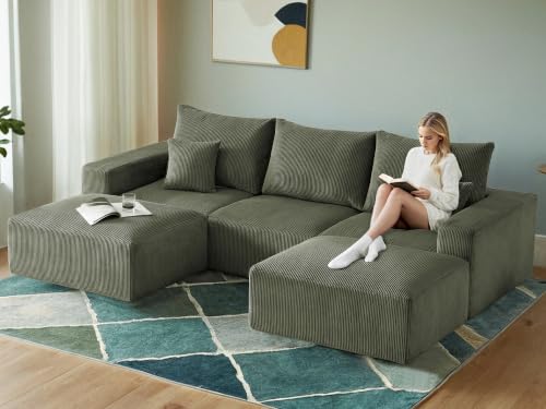 Living&Giving 113" U-Shaped Boneless Couch Sectional Couch for Living Room