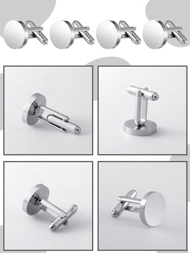 Newcotte 5 Pairs Cufflinks for Men Round Silver Cufflinks Mens Classic Stainless Steel Cuff Links Set for Wedding Gifts4