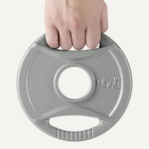 Image of Amazon Basics 2-Inch Olympic Grip Weight Plates, Cast Iron, for Powerlifting, CrossFit & Strength Training