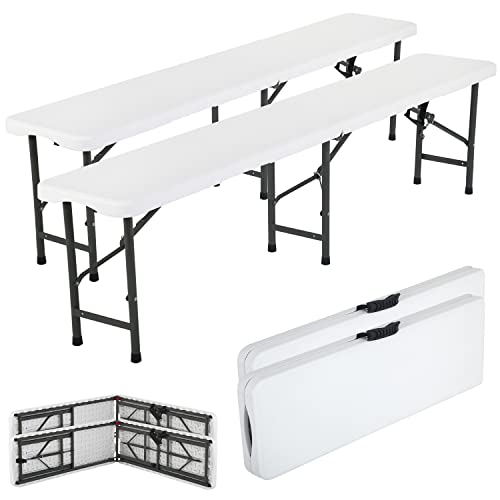 Dkelincs Folding Bench 6 ft | Portable Plastic Outdoor Benches