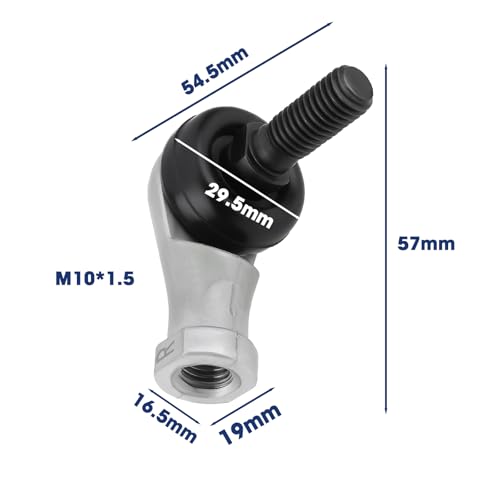 VGOL Kugelgelenk, Winkelgelenk, Kugelgelenk, Kugelgelenk, Stahl, verzinkt, Außengewinde, Kugelgelenk, 4 Stück, M10 x 1,5