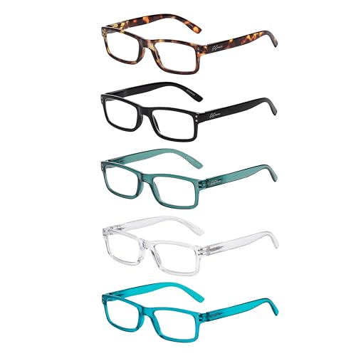 Image of Reading Glasses,Blue Light Readers Glasses For Women Men 0.0,Anti Bluelight Eyestrain UV Glare Reading /Gaming /TV /Phones Glasses,Magnifying Glass With Spring Hinge 5 Pack(A)