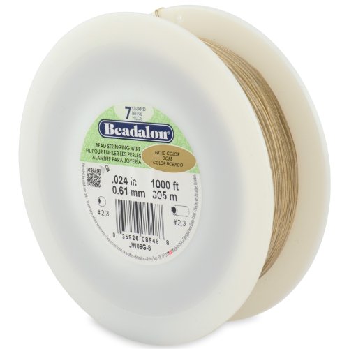 Beadalon 7-Strand Bead Stringing Wire, 0.024-Inch, Gold Color, 1000-Feet