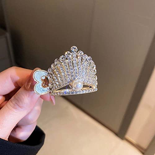Minlia Elegant Crowns Pearl Rhinestone Hairpin Ponytail Hair Catch Crystal Fashion Women Hair Accessories(Silver) #TOP2