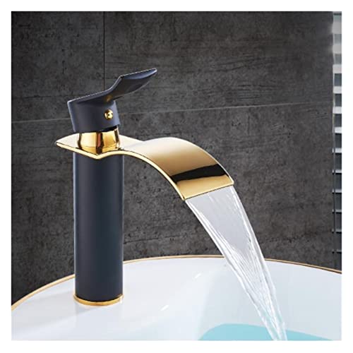 Robinet de salle de bain anti-éclaboussure cascade blanc et or