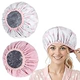 WJIAAA DEEP CONDITIONING HAIR CAP,2 STÜCK DUSCHHAUBE DAMEN,WIEDERVERWENDBARE DOPPELLAGIG HAARPFLEG,DUSCHHAUBEN FÜR FRAUEN OIL TREATMENT HAARE FÄRBEN SHOWER CAP HEIZKAPPE WASSERDICHT WÄRMEHAUBE