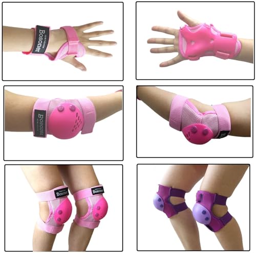 image for BOSONER Kids/Youth Knee Pads Elbow Pads Wrist Guards Set for 3-15 Year