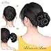 HANNE Hair Buns Hair Pieces for Women Fake Hair Bun Extension Hairs Chignon Pony Tail Bun Artificial Synthetic Hair Extension Women's Hairpiece messy bun hair piece (Natural Black)
