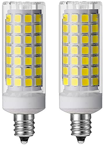 E11 Led Bulb 6W, Dimmable, 75W 100W Halogen Bulb Replacement, Replaces T4 Jd E11,Daylight White 6000K for Indoor Decorative Lighting Pack of 2