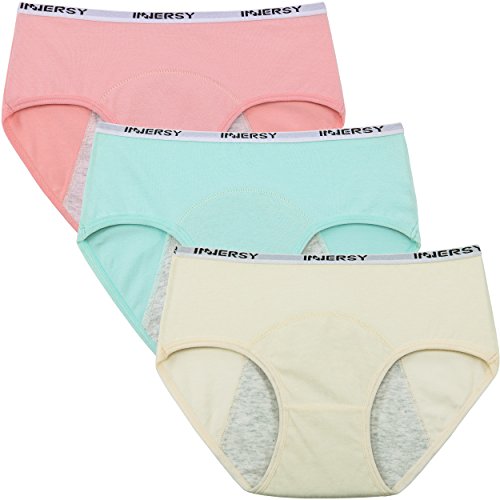 INNERSY Teen's Leakproof Period Panties Cotton Menstrual Protective Underwear Postpartum Briefs 3 Pack