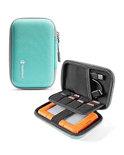tomtoc External Hard Drive Case 2.5-Inch for HDD, EVA Shockproof Portable Bag for WD Elements SSD | Toshiba | Seagate | LaCie | HGST Hard Drive, Travel Pouch with 8 Slots for USB Stick / SD Cards