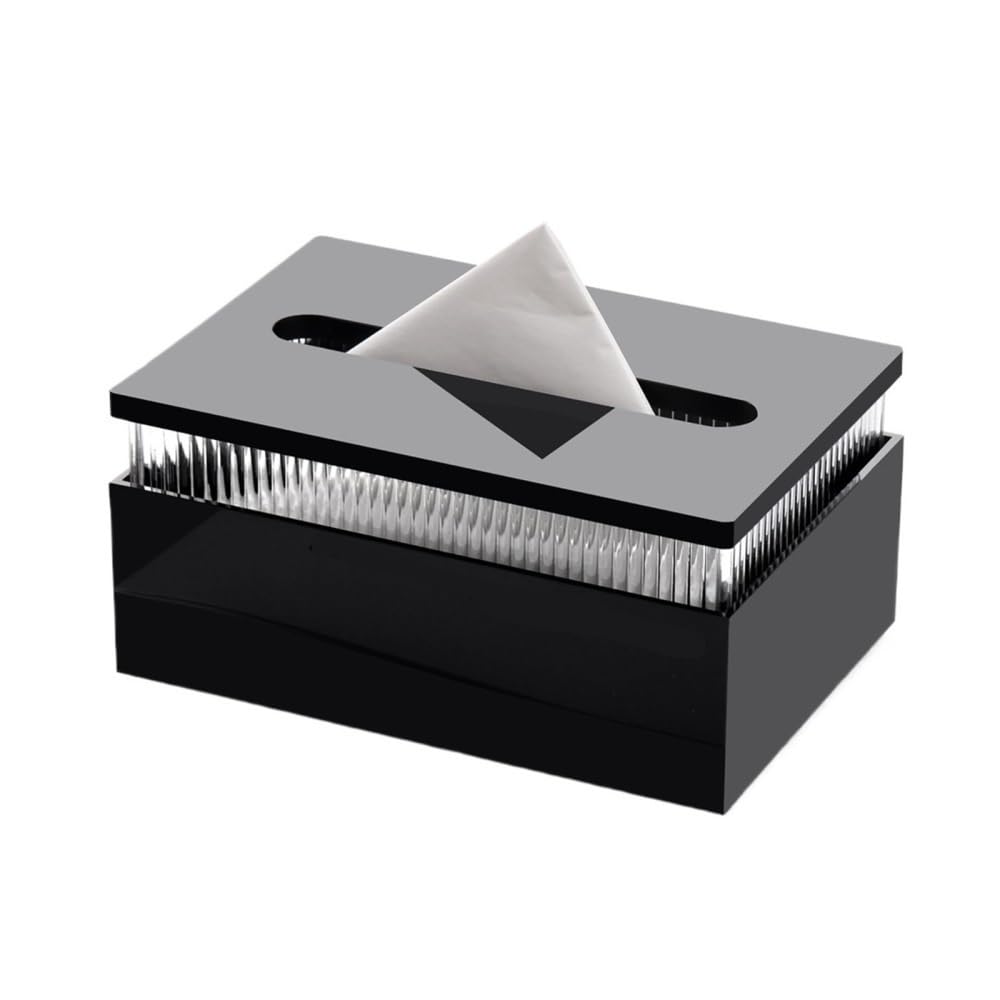 Tissue Box Holder Rectangle Ripple Napkin Paper Case For Home Bathroom Dresser Offices Car Tissue Box Holder(Black)
