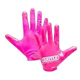 Battle Sports Doom Speed Football Receiver Gloves, SuperStick Palm, PrecisionFit Material, Adult & Youth (Pink, Large, Youth)