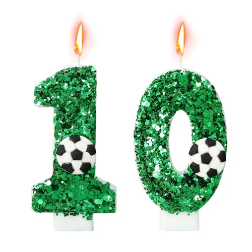 Bekecidi 2 velas con números de cumpleaños, vela con lentejuelas brillantes para números de cumpleaños, vela de pastel con números verdes de primera calidad para celebraciones inolvidables (1+0)