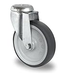 Raddurchmesser: 100 mm Apparaterolle Lenkrolle ohne Bremse 100 mm ohne Feststeller Gummi grau-spurlos Rückenloch Möbelrolle Transportrolle