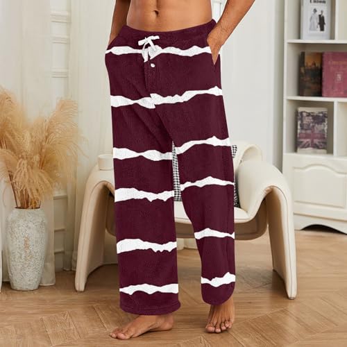 Mens Plush Warm Pajama Pants Fluffy Soft Fleece Sleep Pant Lounge Pj Bottoms for Men2