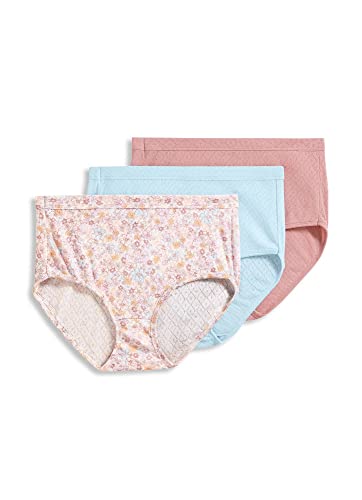 Image of Jockey Women's Underwear Elance Breathe Brief - 3 Pack, Earth Rose /Sunday Floral /Iceberg, 8