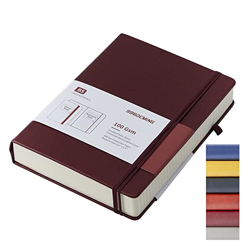 996DEMING Large Lined Journal Notebook for Work - 360 Pages Journals for Writing B5 College Ruled Notebook,100gsm Lined Paper,Leather Hardcover Journal for Men and Women,7.6'' X 10'' (Burgundy, B5)