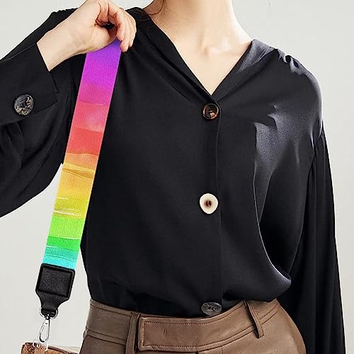 Image of Purse Strap Replacement Crossbody Straps for Women Men, Rainbow Design Adjustable Shoulder Strap Wide Bag Strap for Handbag Satchel Guitar Camera