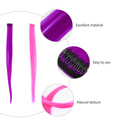 PIXNOR 12 Peças de Extensão de Cabelo Clipe Longo Reto Em Extensões de Cabelo Peruca Cosplay Reta Co