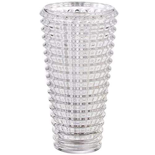 Large Clear Crystal Vase for Flowers 11-Inch