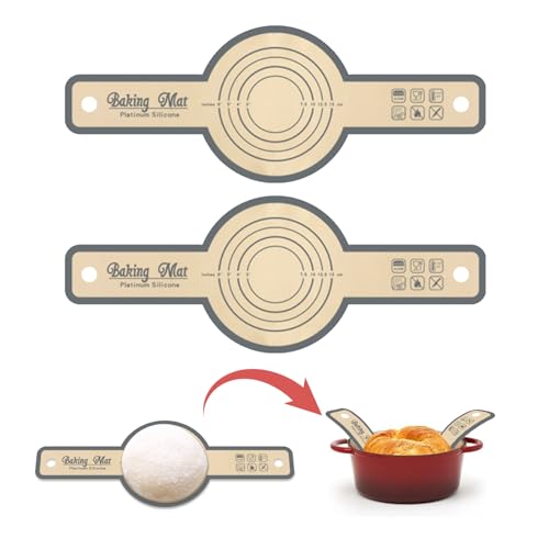 pclapora 2 Pezzi Tappetino da Forno Olandese in Silicone, Tappetino da Forno per Pane, con Manico Lungo Teglie Riutilizzabili Strumento di Cottura Resistente al Calore, per Cucina di Casa