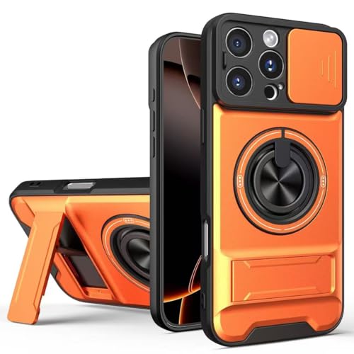 PONRFEKT Funda para OPPO A77 4G / 5G / OPPO A57S 4G con [360°Metal Anillo Ajustable Giratorio],Uso Rudo Carcasa Cubierta de cámara Deslizante Proteger Silicona TPU Armor Bumper Case-Naranja