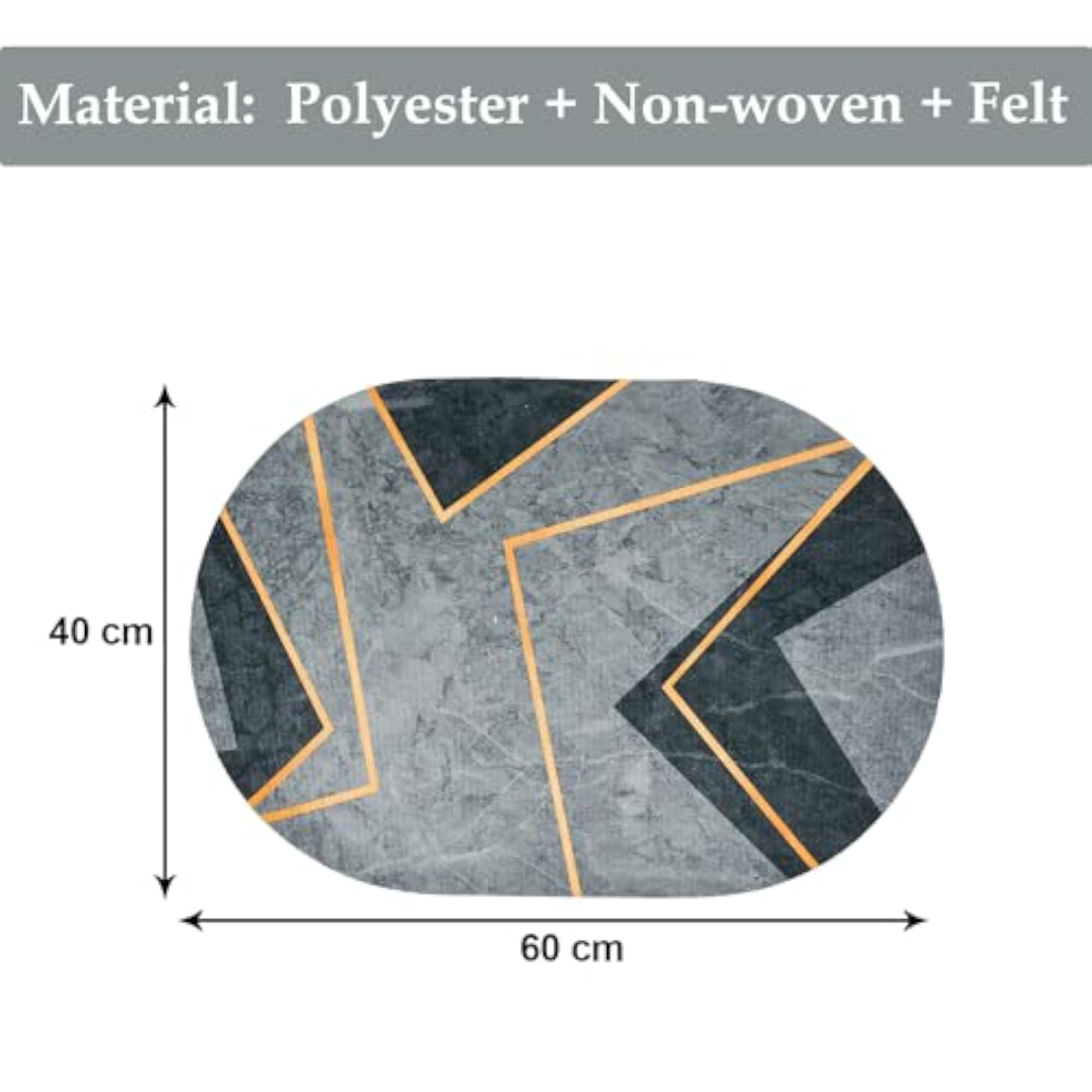 Soft Anti-Skid Oval Bathmat, Non-Slip, Grey