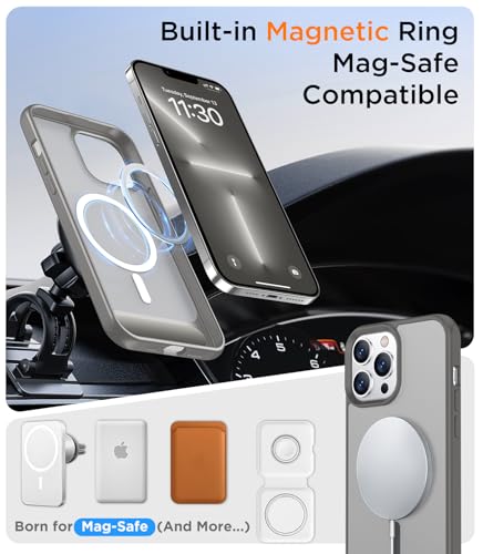 Image of Magnetic Compatible with iPhone 13 Pro Max Case, [Built-in Invisible Kickstand][Compatible with MagSafe] [Military Grade Shockproof] Slim Translucent Matte Phone Case for iPhone 13 Pro Max 6.7 inch
