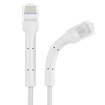 Slim Cat6A Ethernet Cable, White Bendable Patch Cord, 10Gbps High-Speed LAN, 30AWG UTP, 50 Micron Gold-Plated Connectors, Flexible Low-Profile 3.6mm Design 5-Pack, 3ft