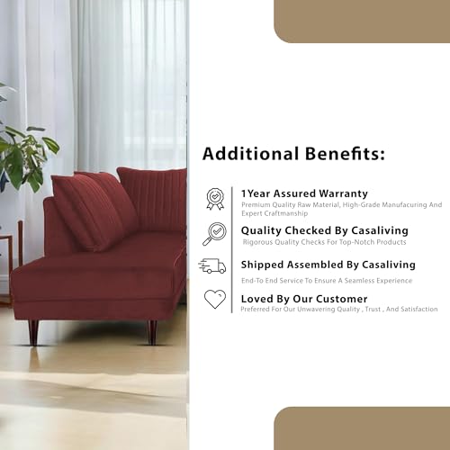 Image of Gratly LHS 4 Seater L Shape Sofa Set for Living Room (Maroon Colour) Premium Fabric Sofa