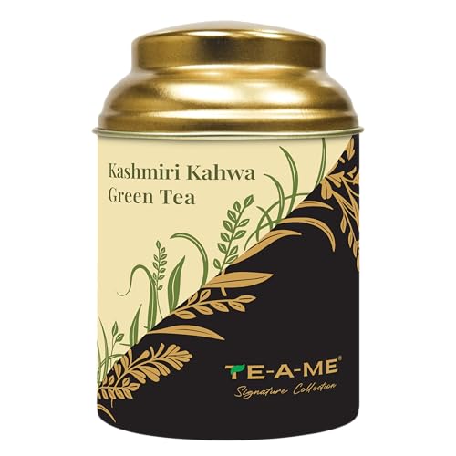TE-A-ME Kashmiri Kahwa Green Tea Tin 50gm | Premium Kahwa Kashmiri Tea | Desi Kahwa | Christmas Gift | New Year Gift