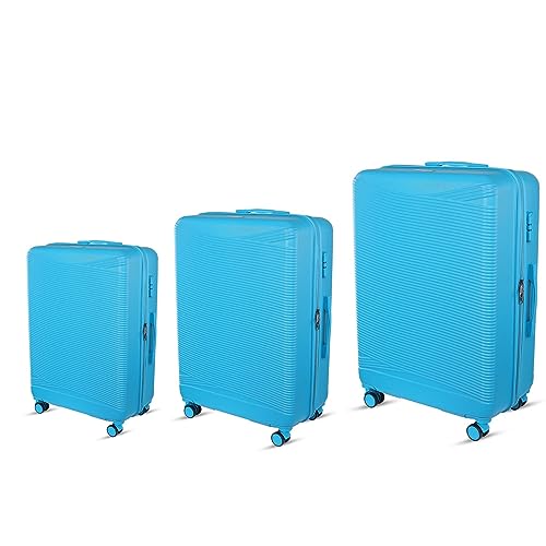 Image of Verage V-Lite Firestone Combo Set of 3 (Cabin + Medium + Large Check-in) Aquarius Teal Hardsided Trolley Bags for Travel, Suitcases with Spinner Wheels, Anti-Theft Luggage (20 /24 /28 Inche)