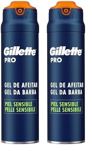 Gillette Pro Gel de Afeitar Hombre para Pieles Sensibles, Hidrata y Calma la Piel, 200 ml (Paquete de 2)