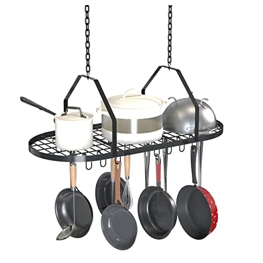 Supfirm Plafondpot en panrek, keukenpot organizer opbergrek, multifunctionele organizer voor thuis, restaurant en keukenkookgerei met 20 verwijderbare haken (zwart)